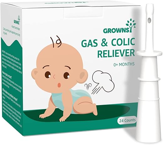 Alívio Natural de Gases e Cólicas para Bebês, 24pcs – Alívio de Gases e Cólicas em Recém-Nascidos, Aliviador de Gases para Bebês - GROWNSY