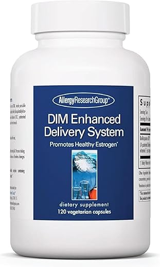 DIM Enhanced Delivery System – Equilíbrio Hormonal para Mulheres, Metabolismo Saudável de Estrogênio, Suporte para TPM, Vegetariano – 60 cápsulas - Allergy Research Group