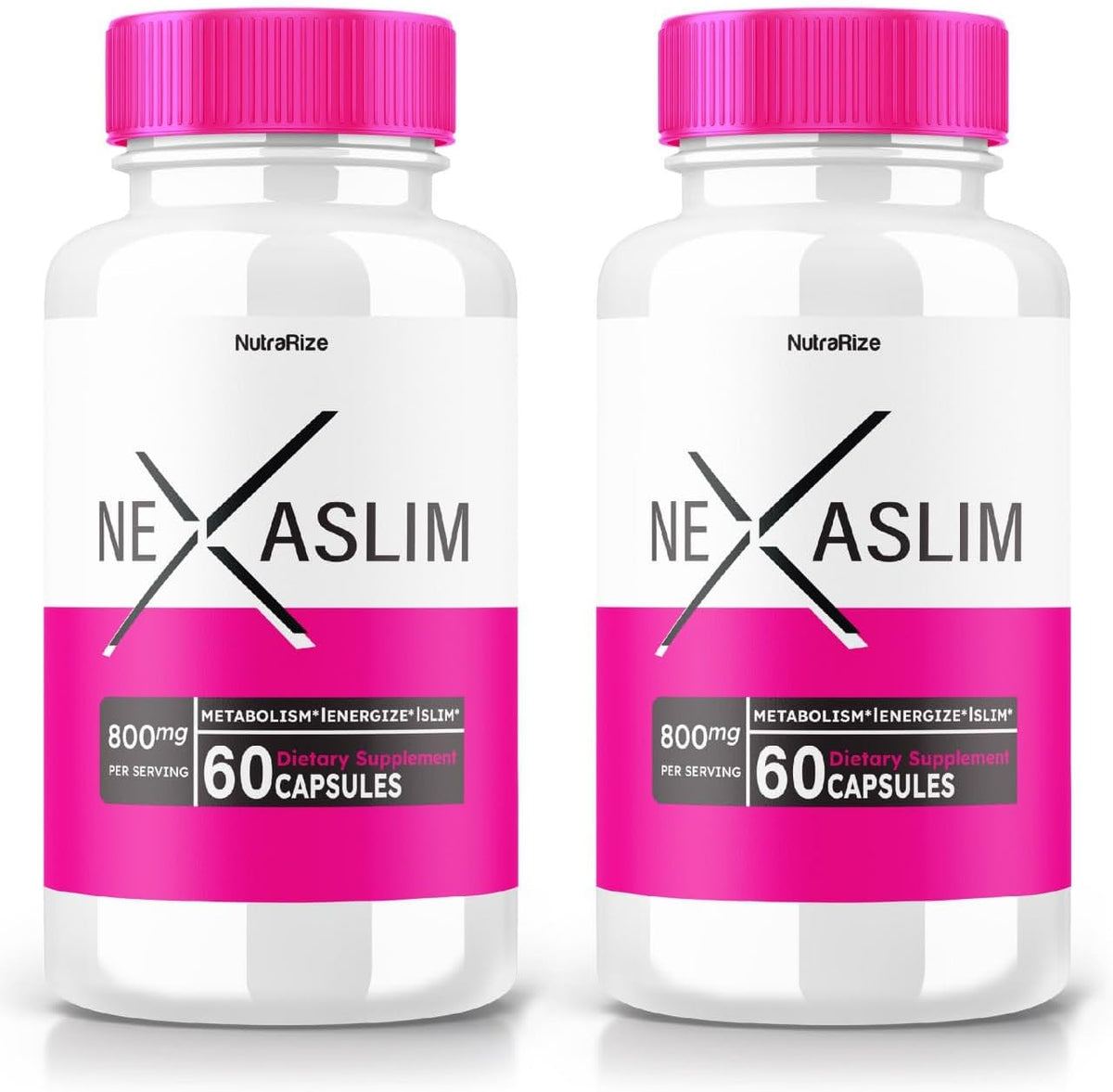 NutraRize - (2 Pacotes) Cápsula Nexaslim, Fórmula Aceleradora de Metabolismo Nexaslim, Suplemento Dietético para Perda de Peso Avançada, Pílulas de Força Máxima 100% Naturais para Reduzir Gordura Abdominal, Nexa