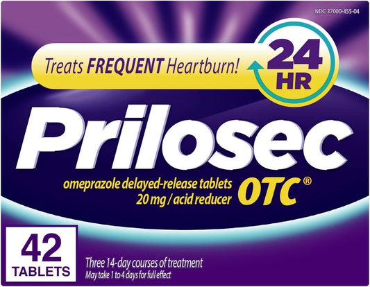 20,6 mg OTC – 42 Comprimidos (Pacote com 3) | Alívio de Azia | Gastroenterologia | Farmácia Online - Prilosec