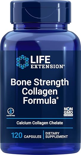 Fórmula de Colágeno para Fortalecimento Ósseo Life Extension, Quelato de Cálcio de Colágeno, Fructoborato de Cálcio, Vitamina D3, Citrato de Magnésio, Silício, Extrato de Ameixa Seca, Boro, Livre de Glúten, 100g
