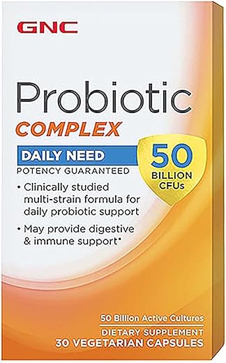 Probiotic Complex Daily Need 50 Bilhões CFUs | Estudo Clínico Multi-Cepas, Suporte para Saúde Digestiva e Imunológica, Vegetariano | 30 Cápsulas - GNC