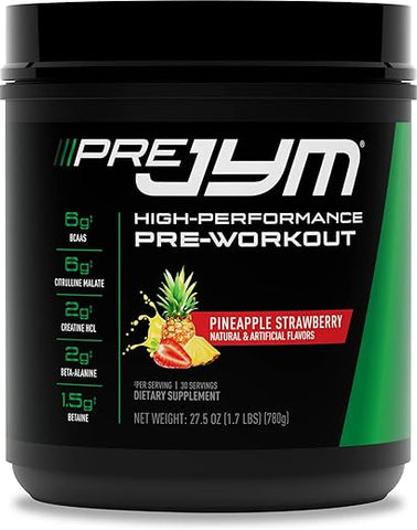 JYM Supplement Science - PRE JYM 30 Porções – Abacaxi Morango | Pré-treino de Alta Performance