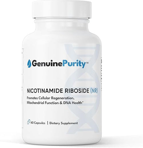 GenuinePurity - Liposomal NR 300mg – Suplemento de Nicotinamida Ribosídeo Avançado para Energia Celular e Função Mitocondrial – Livre de Glúten, Vegano – Fabricado nos EUA – Não-OGM – 60 Cápsulas