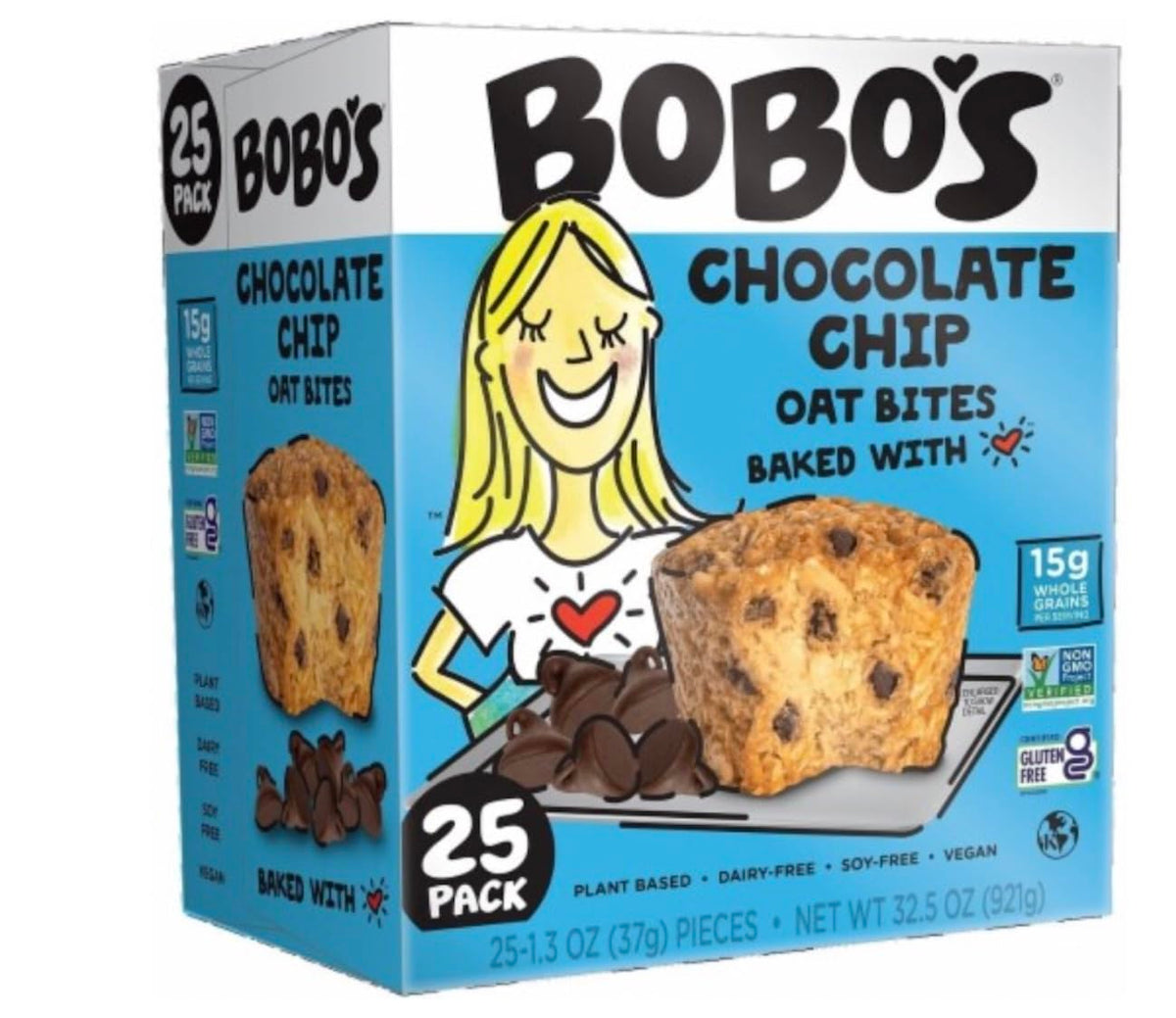 Bobo's - Bobo’s Bites de Aveia com Gotas de Chocolate, Embalagem com 25 Unidades de 37g
