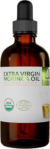 Green Virgin Products - Óleo de Moringa Orgânico, Extra Virgem, Prensado a Frio, 100% Puro, Grau Alimentício