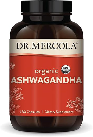 Ashwagandha Orgânico, 90 Porções (180 Cápsulas), Suplemento Alimentar, Energia Natural, Não-OGM, Certificado Orgânico USDA - Dr. Mercola