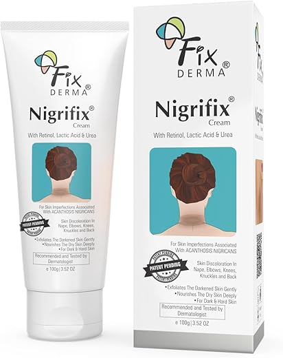 Nigrifix Creme para Acanthosis Nigricans com Ácido Lático | Creme com Retinol Testado por Dermatologistas | Útil para Partes Escuras do Corpo como Pescoço, Tornozelos, Axilas | 50g - FIXDERMA