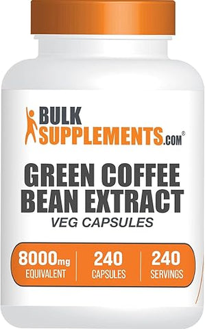 com Extrato de Café Verde em Cápsulas – Suplemento de Café Verde, 8000mg de Café Verde – Sem Glúten, 1 Cápsula por Porção, 240 Cápsulas Vegetais (Pacote de 1) - BulkSupplements