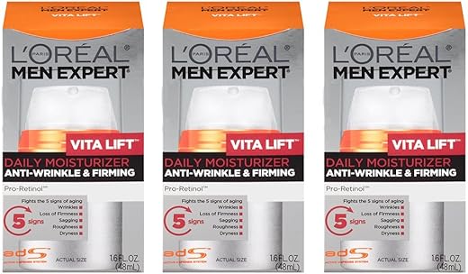 L'Oreal Paris - L’Oréal Paris Men Expert Vita Lift Hidratante Diário Anti-Rugas e Firmador, 3 Unidades – Cuidados com a Pele