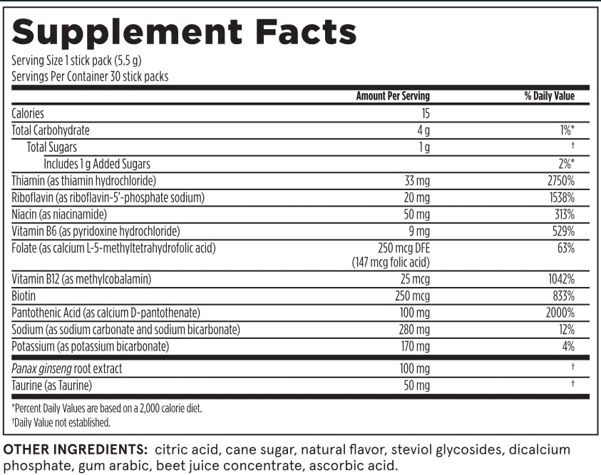 Generic - Caffeine-Free EnergyFizz Sticks de Vitamina B – Sabor Manga Pêssego 30 Sticks | Energia sem cafeína | Marca EnergyFizz