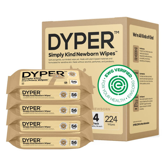 Lenços Umedecidos para Recém-Nascidos Livres de Plástico | Lenços de Bebê com 99,9% de Água | 100% à Base de Plantas | Sem Fragrância, Macios | Marca DYPER - DYPER