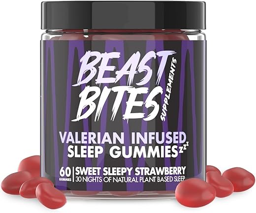 BEAST BITES - Gummies Noturnos Naturais Infundidos com Valeriana – Sem Açúcar, Cores ou Sabores Artificiais – Livre de Glúten, Vegano