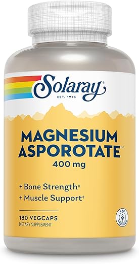 SOLARAY - Solaray Magnesium Asporotate 400 mg | Aspartato, Orotato | 400 mg | 100 Cápsulas | Solaray