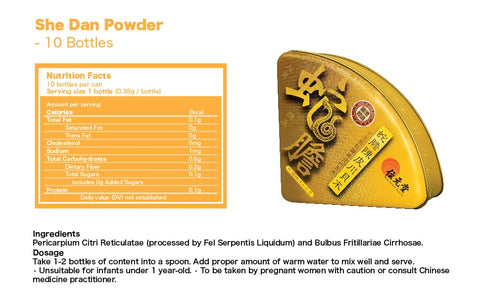 Wai Yuen Tong - She Dan Powder – Fórmula Herbal Chinesa para Hidratação da Garganta, Eliminação do Calor