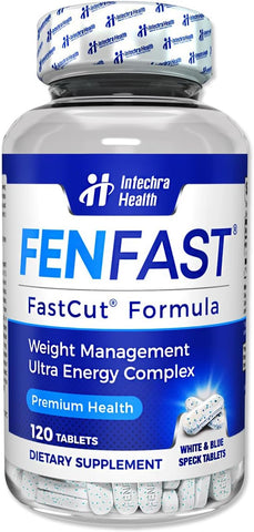 FASTCUT - Melhores Pílulas Dietéticas para Gerenciamento de Peso – Energia Poderosa – 120 Comprimidos Brancos e Azuis