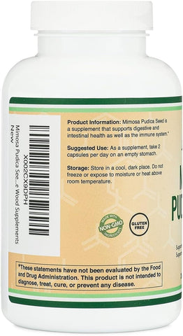 Mimosa Pudica Seed Capsules (180 Capsules, 3 Month Supply) 1000mg, for Digestive Support, by Double Wood