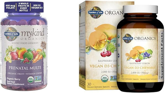 Gomas Orgânicas Pré-Natais com D3 e Vitaminas B – 60 gomas - Garden of Life