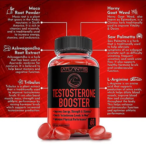Atlantis Nutrition - Gummies Testosterone Booster For Men – Aumenta Força – Marca em Destaque