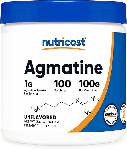 Agmatine 100g – Pó Puro de Agmatina 100 Porções (Sulfato de Agmatina) - Nutricost