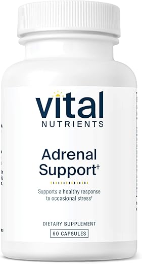 Adrenal Support | Suplementos para Suporte das Glândulas e Gerenciamento do Cortisol | Energia e Níveis de Estresse | Livre de Glúten, Laticínios e Soja | 60 Cápsulas - Vital Nutrients