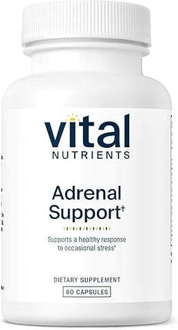 Adrenal Support | Suplementos para Suporte das Glândulas e Gerenciamento do Cortisol | Energia e Níveis de Estresse | Livre de Glúten, Laticínios e Soja | 60 Cápsulas - Vital Nutrients
