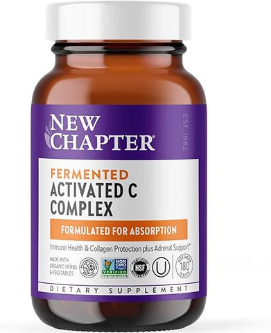 Fermented Activated C Complex – Rico em Vitamina C para a Saúde Imunológica – Proteção do Colágeno e Suporte Adrenal – Feito com Ervas Orgânicas – Não-OGM – 180 Comprimidos - New Chapter