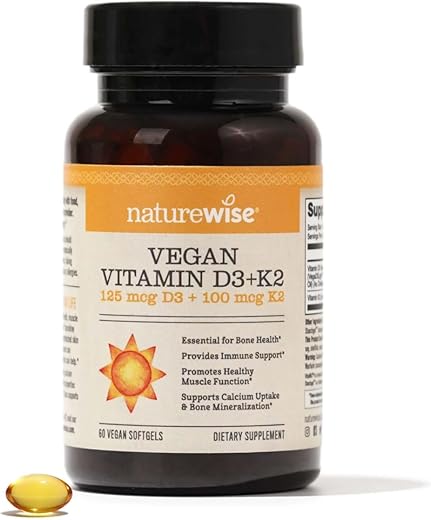 Vitamina D3 K2 com Vitamina D3 à base de plantas 5000UI – Fortaleça sua saúde com a marca líder em suplementos - NatureWise