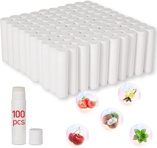 Dmsky - DMSKY 100-Pack Bálsamo Labial a Granel 5 Sabores com Vitamina E e Óleo de Coco 100%%, Produto para Cuidados Labiais, Hidratante para Lábios Ressecados