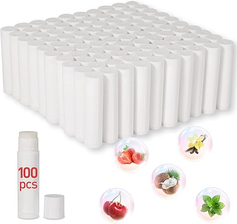 Dmsky - DMSKY 100-Pack Bálsamo Labial a Granel 5 Sabores com Vitamina E e Óleo de Coco 100%%, Produto para Cuidados Labiais, Hidratante para Lábios Ressecados