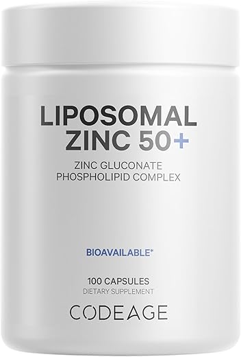 Liposomal Zinc – Suplemento de Zinco 50 mg – 3 Meses de Fornecimento – Entrega Lipossomal – Matriz de Entrega Lipossomal – Vegano - Codeage