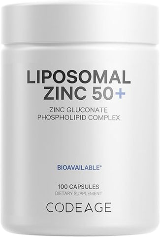 Liposomal Zinc – Suplemento de Zinco 50 mg – 3 Meses de Fornecimento – Entrega Lipossomal – Matriz de Entrega Lipossomal – Vegano - Codeage