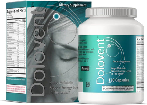 Alívio Natural de Enxaqueca com Magnésio para Enxaquecas, Vitamina B2 400mg, CoQ10 – Suplemento Alimentar para Saúde Cerebral – 1 Frasco - Dolovent