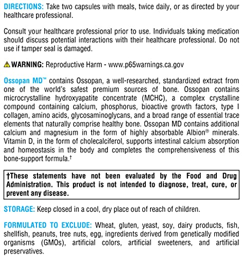 Ossopan MD – Fortalece os Ossos – Suplemento de Cálcio com Hidroxiapatita Microcristalina, Fósforo, Vitamina D3 e Magnésio Malato (240 Cápsulas) - XYMOGEN