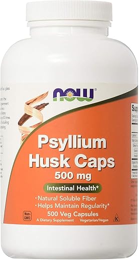 NOW Foods - Now Psyllium Husk Caps – Fibra Natural para Digestão Saudável – 100 Cápsulas