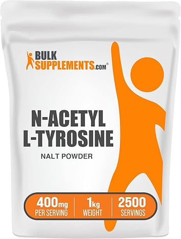 com N-Acetyl L-Tyrosine em Pó – Suplemento de Tirosina, NALT em Pó – Suplemento de Aminoácidos, Sem Sabor - BulkSupplements