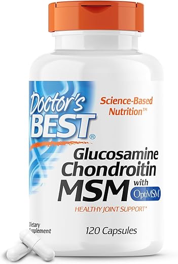 Doctor's BEST - Doctor’s Best Glucosamina Condroitina Msm com Cápsulas OptiMSM, Suporta a Estrutura e Função Saudáveis das Articulações