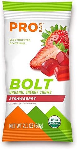 Probar - PROBAR – Bolt Orgânico Energy Chews, Morango, Não-OGM, Sem Glúten, Certificado Orgânico pelo USDA, Energia Saudável e Natural, Gomas de Combustível Rápido com Vitaminas B