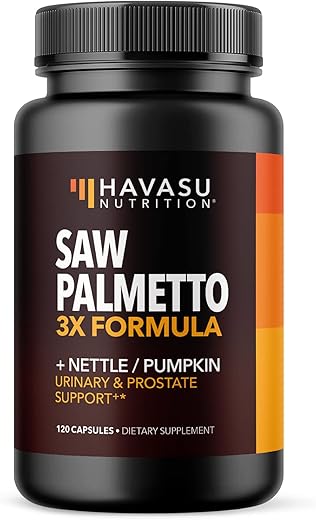 HAVASU NUTRITION - Suplemento de Saw Palmetto | Fórmula Potente 3X com Extrato de Urtiga e Semente de Abóbora | Bloqueador de DHT para Saúde Urinária