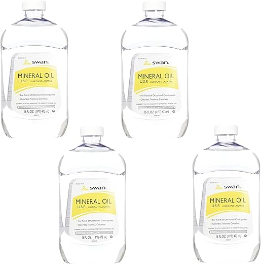 Scrubbles - Óleo Mineral Swan 473 ml, Pacote com 4 – Cuidados com a Pele