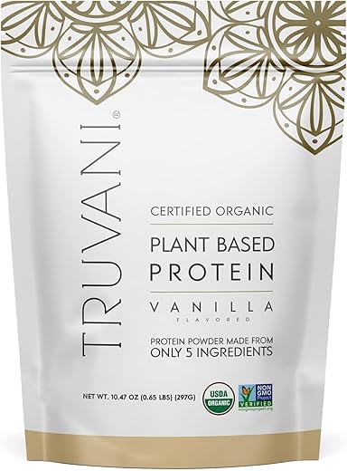 Proteína de Ervilha Vegana | Baunilha | 20g Proteína Vegetal Orgânica | 10 Porções | Keto | Sem Glúten - Truvani