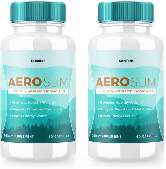 NutraRize - (2 Pacotes) Cápsulas AeroSlim – Suplemento Dietético AeroSlim para Saúde Avançada de Peso, Pílulas Máximo Poder para Reduzir Gordura Abdominal, Fórmula de Gerenciamento de Peso, Aero