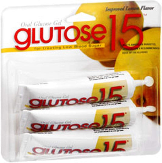 Perrigo - Gel de Glicose Oral Glutose 15g, Sabor Limão – 3 Unidades