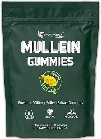 Generic - Gomas de Mullein para Saúde Respiratória | Suplemento Alimentar de Erva de Mullein 1000mg, Sabor Pera | Cuidado Diário para os Pulmões