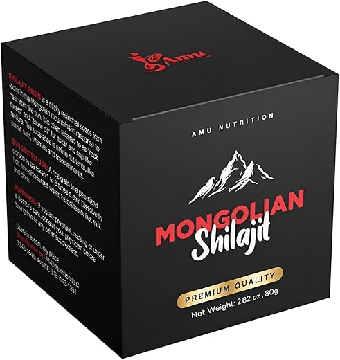 AMU NUTRITION - Shilajit Puro do Himalaia Orgânico – Colhido na Mongólia – Fonte Natural de Ácido Fúlvico e Minerais Traços – 80g