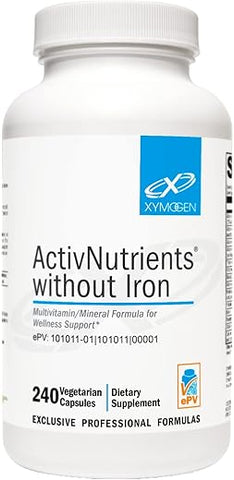 ActivNutrients Sem Ferro – Multivitamínico Multimineral para Bem-Estar, Imunidade, Energia e Suporte ao Humor – Minerais Quelados, Vitaminas B Ativas com Ácido Fólico (240 Cápsulas) - XYMOGEN