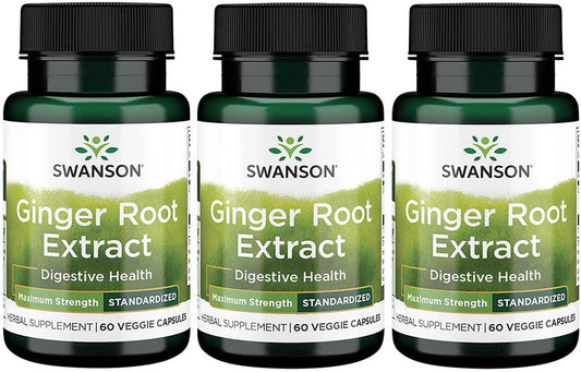 Extrato de Raiz de Gengibre Máxima Força 200mg 60 Cápsulas Vegetais (3 Pacotes) - Swanson