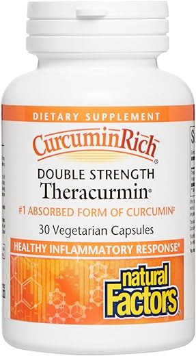 CurcuminRich Double Strength Theracurmin 60mg – Fórmula de Absorção Superior – 30 Cápsulas - Natural Factors