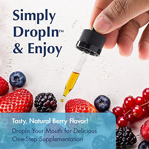 Vitamin B-6 B-12 Folic Acid DropIns – Suplemento Líquido de Vitamina B em Gotas, Saúde Cardíaca, Energia, Suporte às Células Vermelhas do Sangue com Methyl B12 e Methyl Folate, Sabor Natural de Frutas Vermelhas - KAL
