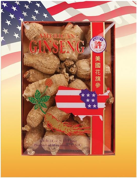 Hsu's - Hsu’s Ginseng | Ginseng Americano Cultivado do Condado de Marathon, Wisconsin EUA | 4oz Box, 西洋参, B000638OQI